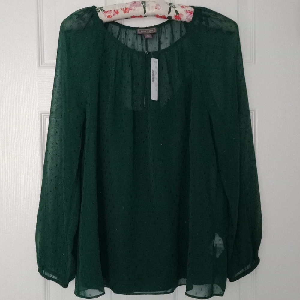NWT J. Crew Point Sur Green Sheer Blouse K2549